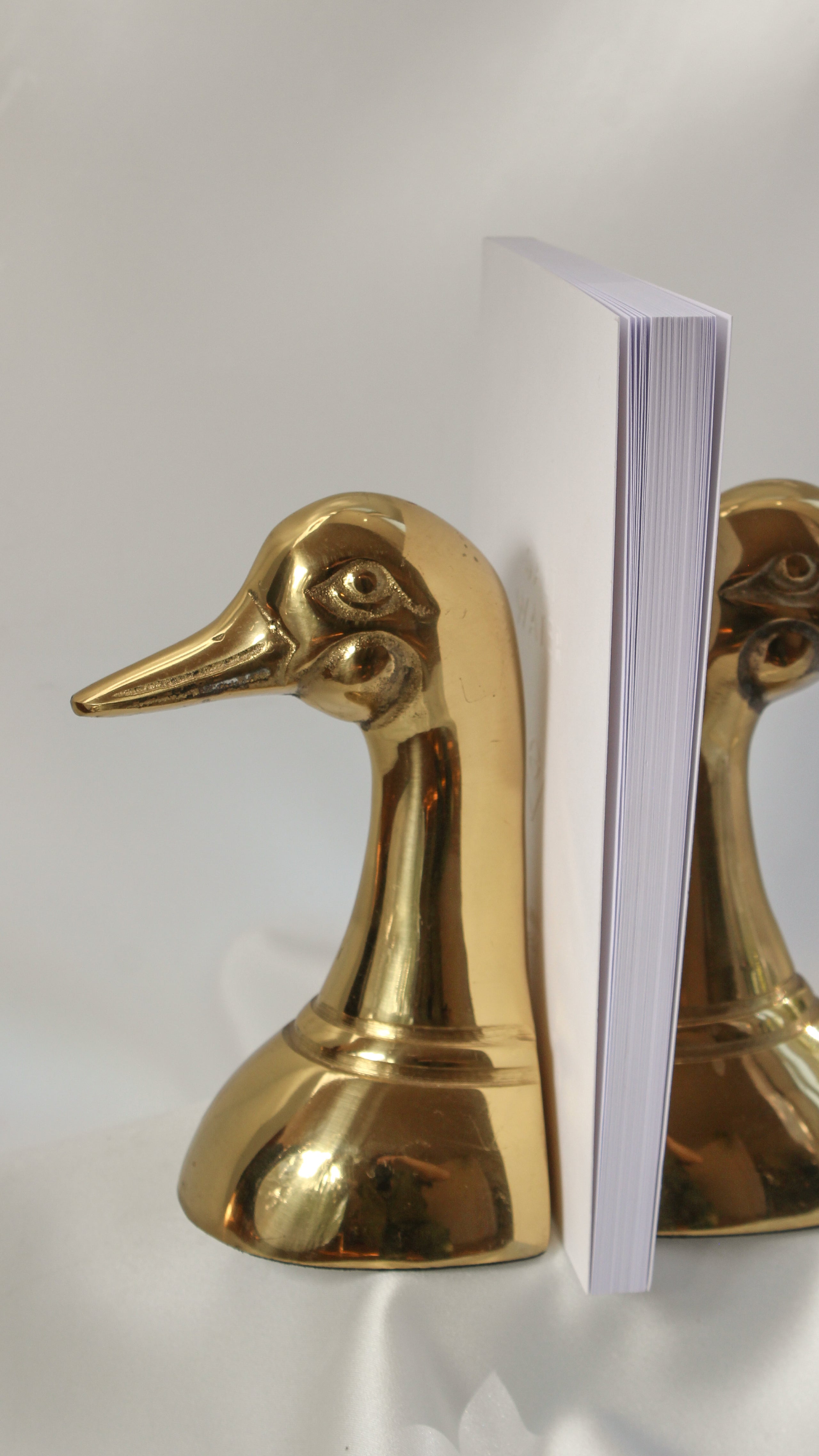 Mid-Century Brass Duck Head Bookends - a Pair